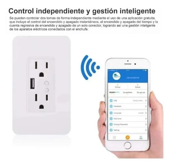 Tomacorriente Enchufe Wifi De Pared app Tuya Smart Alexa Google Usb